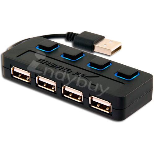 Sabrent 4-Port USB 2.0 Hub with Individual Power Switches and LEDs 